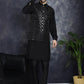 Embroidered and Sequin Nehru Jacket with Solid Kurta Pyjama ( ANMKPWC 592B 7008Black )