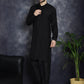 Embroidered and Sequin Nehru Jacket with Solid Kurta Pyjama ( ANMKPWC 592B 7008Black )