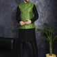 Embroidered and Sequin Nehru Jacket with Solid Kurta Pyjama ( ANMKPWC 592B 7008Mehndi )