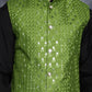 Embroidered and Sequin Nehru Jacket with Solid Kurta Pyjama ( ANMKPWC 592B 7008Mehndi )
