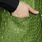 Embroidered and Sequin Nehru Jacket with Solid Kurta Pyjama ( ANMKPWC 592B 7008Mehndi )