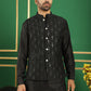 Embroidered and Sequin Nehru Jacket with Solid Kurta Pyjama ( ANMKPWC 592B 7011Black )