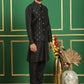 Embroidered and Sequin Nehru Jacket with Solid Kurta Pyjama ( ANMKPWC 592B 7011Black )