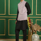 Embroidered and Sequin Nehru Jacket with Solid Kurta Pyjama ( ANMKPWC 592B 7011Purple )