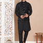Men's Velvet Nehru Jacket With Solid Kurta Pyjama ( ANMKPWC 592B 7017Black )
