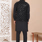 Men's Velvet Nehru Jacket With Solid Kurta Pyjama ( ANMKPWC 592B 7017Black )