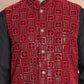 Men's Velvet Nehru Jacket With Solid Kurta Pyjama ( ANMKPWC 592B 7017Maroon )