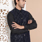 Men's Velvet Nehru Jacket With Solid Kurta Pyjama ( ANMKPWC 592B 7017Navy )