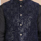 Men's Velvet Nehru Jacket With Solid Kurta Pyjama ( ANMKPWC 592B 7017Navy )