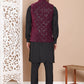 Men's Velvet Nehru Jacket With Solid Kurta Pyjama ( ANMKPWC 592B 7017Purple )