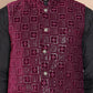 Men's Velvet Nehru Jacket With Solid Kurta Pyjama ( ANMKPWC 592B 7017Purple )