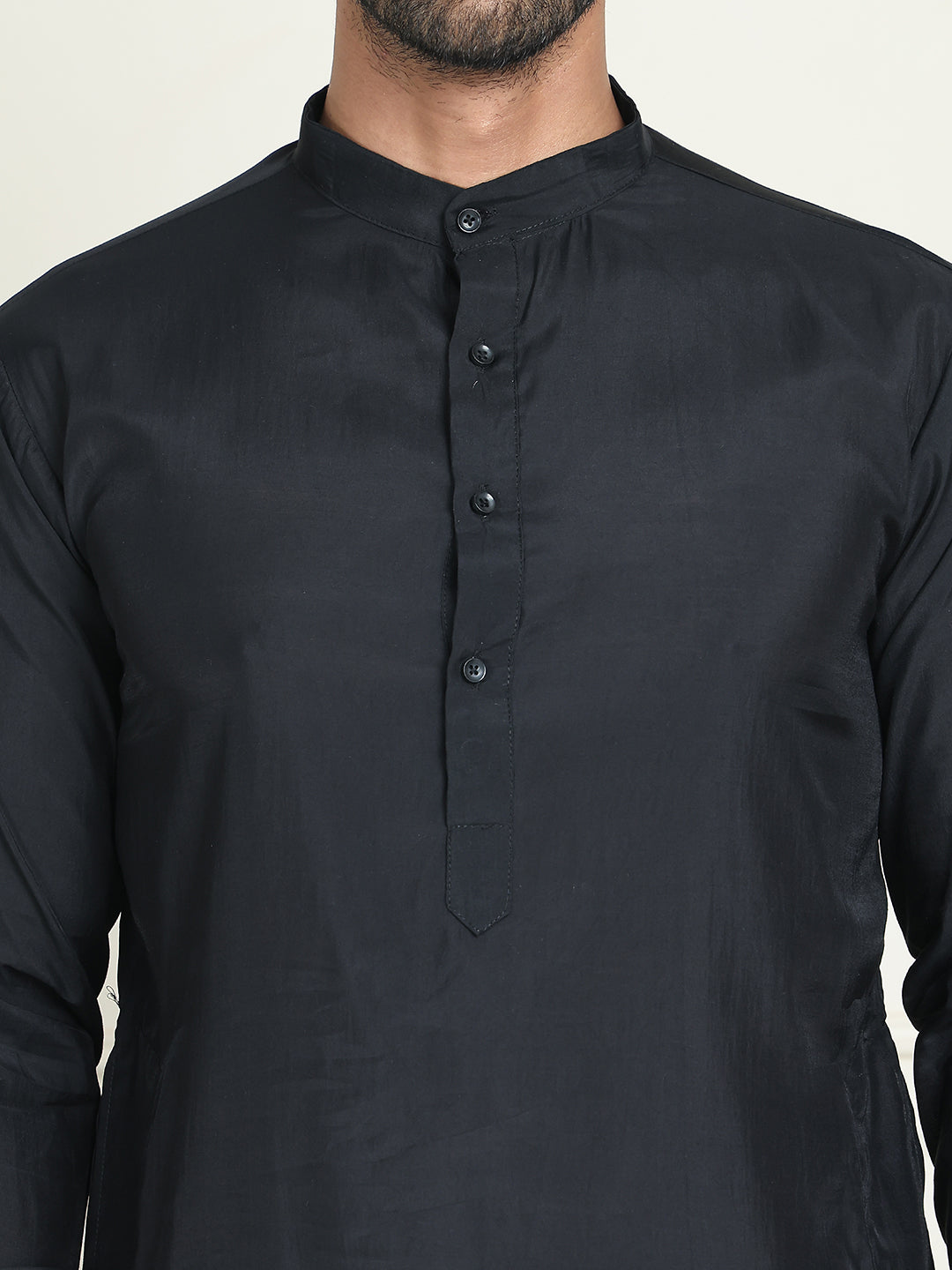 Embroidered Nehru Jacket With Solid Kurta Pyjama ( ANMKPWC 592B 7021Black  )