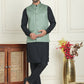 Embroidered Nehru Jacket With Solid Kurta Pyjama ( ANMKPWC 592B 7021Green  )