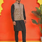 Men's Velvet Nehru Jacket With Solid Kurta Pyjama ( ANMKKPWC 592B 7022Beige )