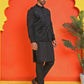 Men's Velvet Nehru Jacket With Solid Kurta Pyjama ( ANMKKPWC 592B 7022Black )