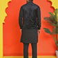 Men's Velvet Nehru Jacket With Solid Kurta Pyjama ( ANMKKPWC 592B 7022Black )