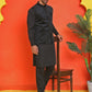 Men's Velvet Nehru Jacket With Solid Kurta Pyjama ( ANMKKPWC 592B 7022Black )