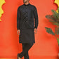 Men's Velvet Nehru Jacket With Solid Kurta Pyjama ( ANMKKPWC 592B 7022Black )