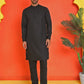 Men's Velvet Nehru Jacket With Solid Kurta Pyjama ( ANMKKPWC 592B 7022Black )