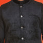 Men's Velvet Nehru Jacket With Solid Kurta Pyjama ( ANMKKPWC 592B 7022Black )
