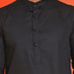 Men's Velvet Nehru Jacket With Solid Kurta Pyjama ( ANMKKPWC 592B 7022Black )