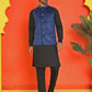 Men's Velvet Nehru Jacket With Solid Kurta Pyjama ( ANMKKPWC 592B 7022Blue )