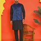 Men's Velvet Nehru Jacket With Solid Kurta Pyjama ( ANMKKPWC 592B 7022Blue )