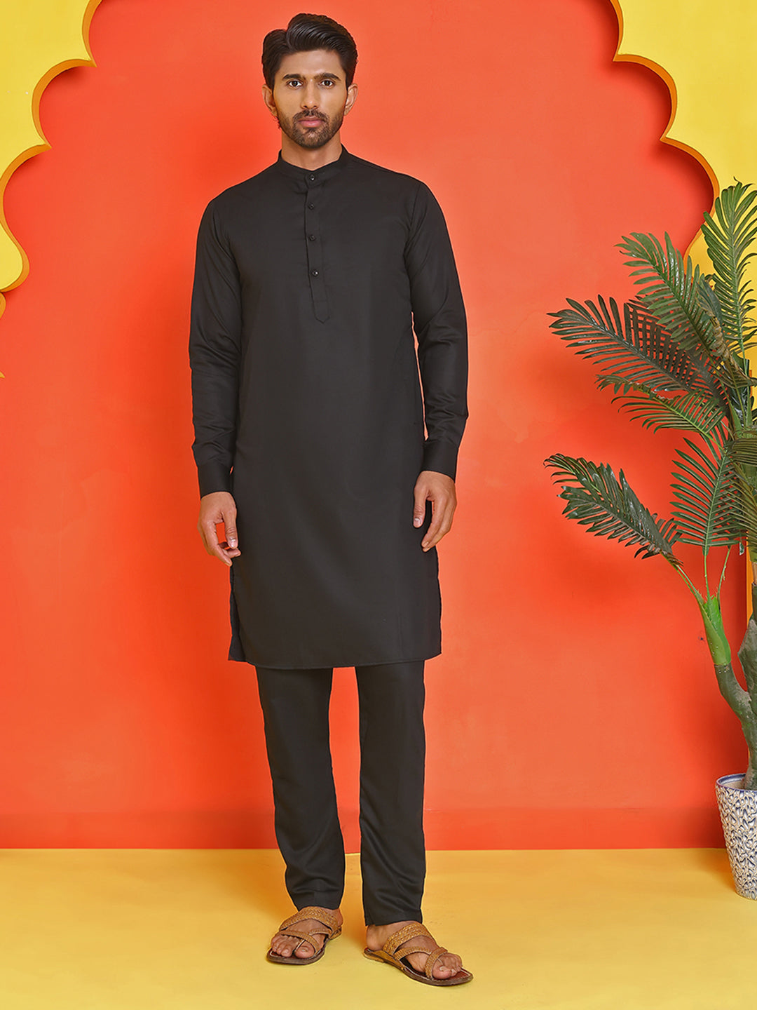Men's Velvet Nehru Jacket With Solid Kurta Pyjama ( ANMKKPWC 592B 7022Magenta )