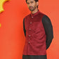 Men's Velvet Nehru Jacket With Solid Kurta Pyjama ( ANMKKPWC 592B 7022Maroon )