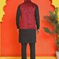 Men's Velvet Nehru Jacket With Solid Kurta Pyjama ( ANMKKPWC 592B 7022Maroon )