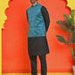 Men's Velvet Nehru Jacket With Solid Kurta Pyjama ( ANMKKPWC 592B 7022Peacock )