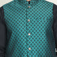 Men's Woven Design Nehru Jacket With Solid Kurta Pyjama ( ANMKPWC 592B 7023Green  )