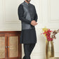Men's Woven Design Nehru Jacket With Solid Kurta Pyjama ( ANMKPWC 592B 7023Silver  )