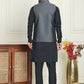 Men's Woven Design Nehru Jacket With Solid Kurta Pyjama ( ANMKPWC 592B 7023Silver  )