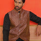 Woven Design Nehru Jacket With Solid Kurta Pyjama for Men ( ANMKPWC 592B 7024Maroon )