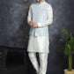 Embroidered and Sequin Nehru Jacket With Solid Kurta Pyjama ( ANMKPWC 592W 7005Grey )