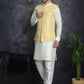 Embroidered and Sequin Nehru Jacket With Solid Kurta Pyjama ( ANMKPWC 592W 7005Mustard )