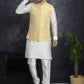 Embroidered and Sequin Nehru Jacket With Solid Kurta Pyjama ( ANMKPWC 592W 7005Mustard )