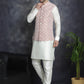 Embroidered and Sequin Nehru Jacket With Solid Kurta Pyjama ( ANMKPWC 592W 7005Peach )