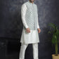 Embroidered and Sequin Nehru Jacket With Solid Kurta Pyjama ( ANMKPWC 592W 7005Pista )