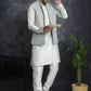 Embroidered and Sequin Nehru Jacket With Solid Kurta Pyjama ( ANMKPWC 592W 7005Pista )