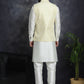 Embroidered and Sequin Nehru Jacket With Solid Kurta Pyjama ( ANMKPWC 592W 7005Yellow )