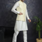 Embroidered and Sequin Nehru Jacket With Solid Kurta Pyjama ( ANMKPWC 592W 7005Yellow )