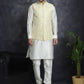 Embroidered and Sequin Nehru Jacket With Solid Kurta Pyjama ( ANMKPWC 592W 7005Yellow )