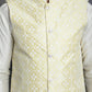 Embroidered and Sequin Nehru Jacket With Solid Kurta Pyjama ( ANMKPWC 592W 7005Yellow )