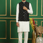 Embroidered and Sequin Nehru Jacket with Solid Kurta Pyjama ( ANMKPWC 592W 7011Black )