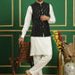 Embroidered and Sequin Nehru Jacket with Solid Kurta Pyjama ( ANMKPWC 592W 7011Black )