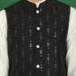 Embroidered and Sequin Nehru Jacket with Solid Kurta Pyjama ( ANMKPWC 592W 7011Black )