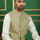 Embroidered and Sequin Nehru Jacket with Solid Kurta Pyjama ( ANMKPWC 592W 7011Pista )