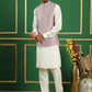 Embroidered and Sequin Nehru Jacket with Solid Kurta Pyjama ( ANMKPWC 592W 7011Purple )